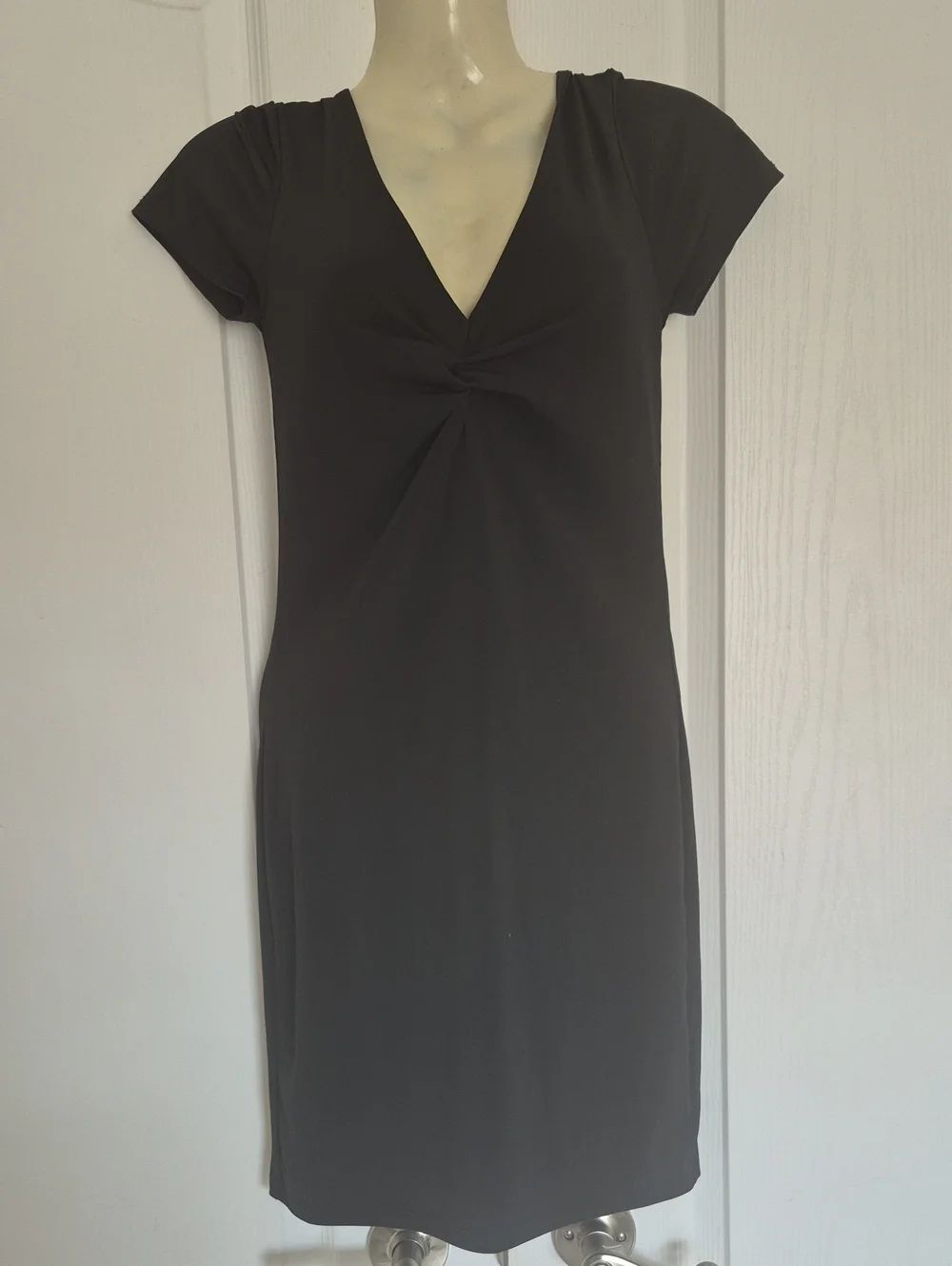 Ambiance Black V-Neck Twist Front Short Sleeve Dress